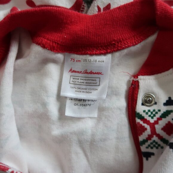 Hanna Andersson Organic Cotton Dear Deer Holiday Christmas Pj's Zip 12-18M - Picture 5 of 6